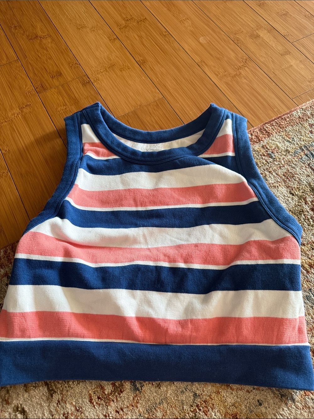 aerie Black and White Striped Crop Tank